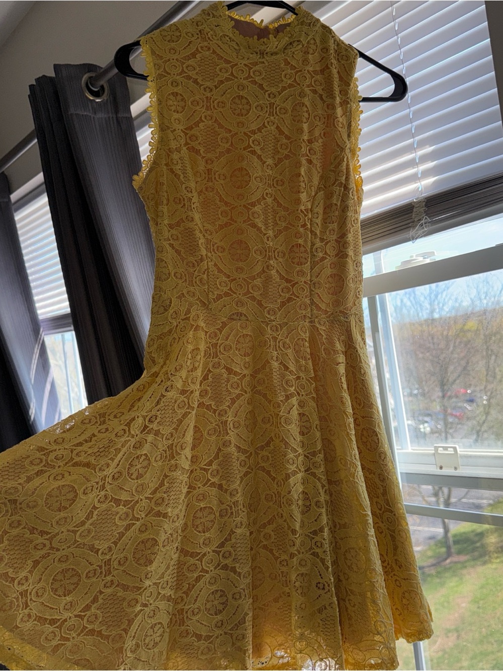 City Studio Yellow Lace Sleeveless Fit & Flare Mini Dress